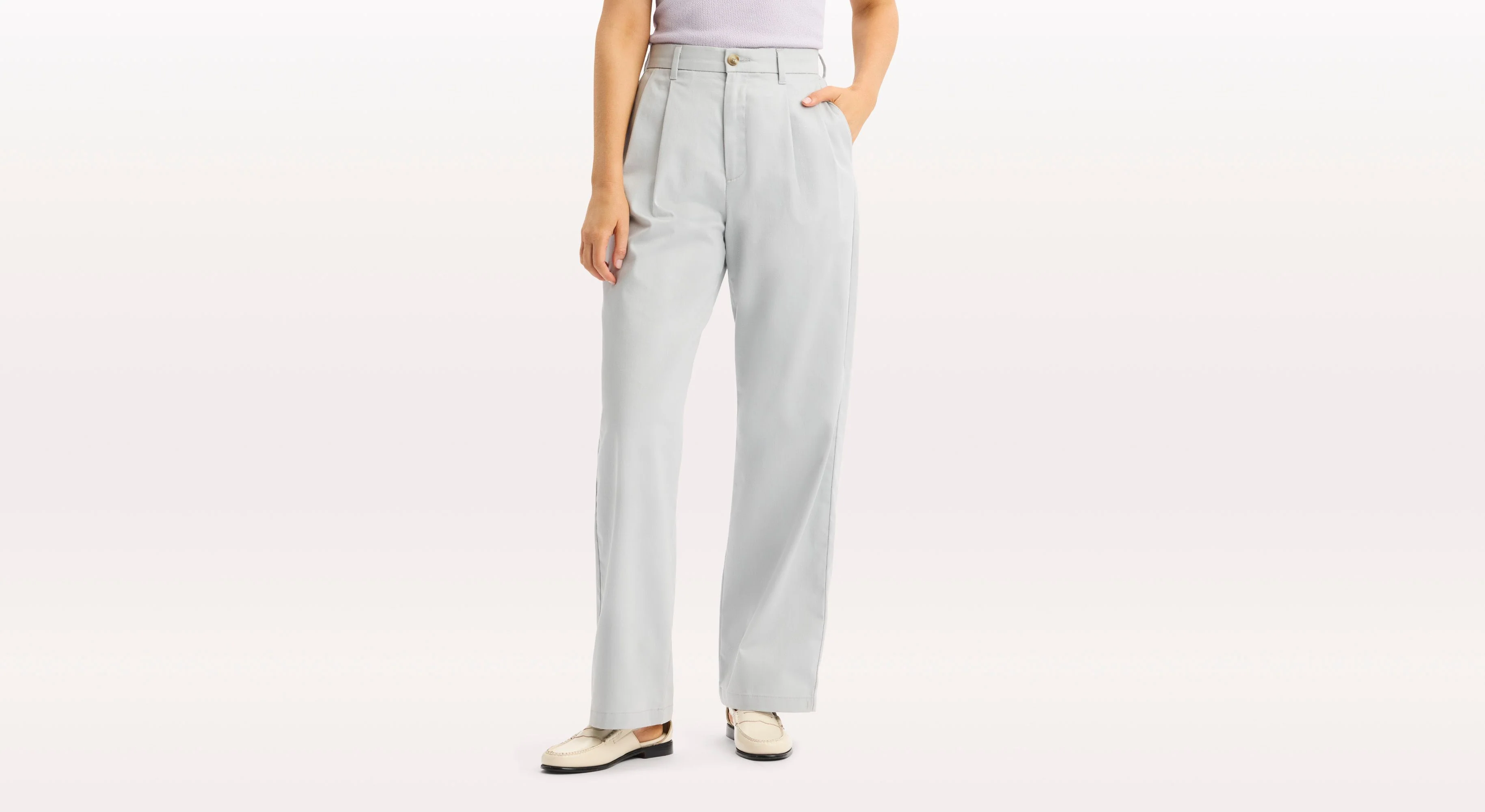 Signature Iron Free Khakis, High Wide with Stain Defender®